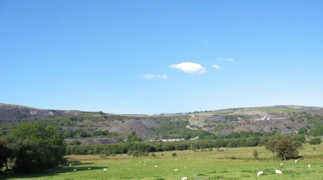 Site of the Lower Nantlle Lake. This lake was progressively drained during the 19th century because of the threat it posed to the slate quarries.