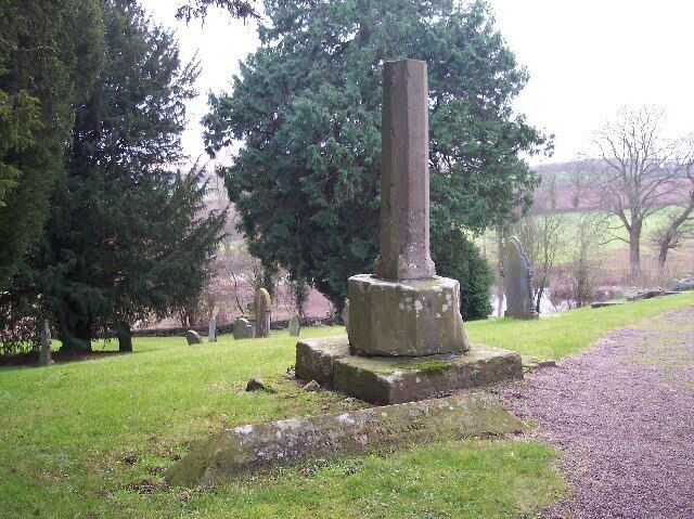 Base and broken shaft of Medieval stone cross in St Mary's parish churchyard, Much Cowarne, Herefordshire