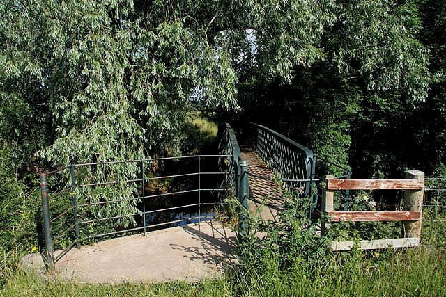 The Jubilee Bridge over the Kale Water This footbridge to the north of Morebattle was built in 1887 to commemorate Queen Victoria's jubilee.
