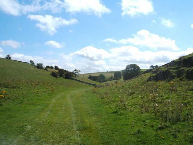 Footpath through meadow Approaching top end of Lathkill Dale