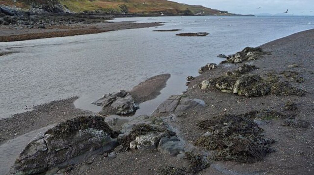 Mouth of the Hamara River Where the river that drains Glen Dale reaches the sea in Loch Pooltiel.