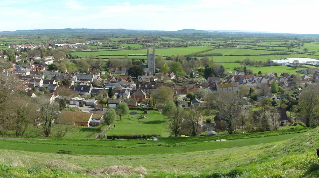 Panoramic view of Mere, Wiltshire, taken from Castle Hill in April 2011.