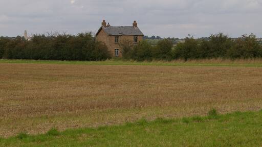 Setchell's Farm, Haddenham North Fen The farm appears to be derelict now. On the left, you can see St Andrew's Church, in Sutton, TL4478, peeping over the trees.