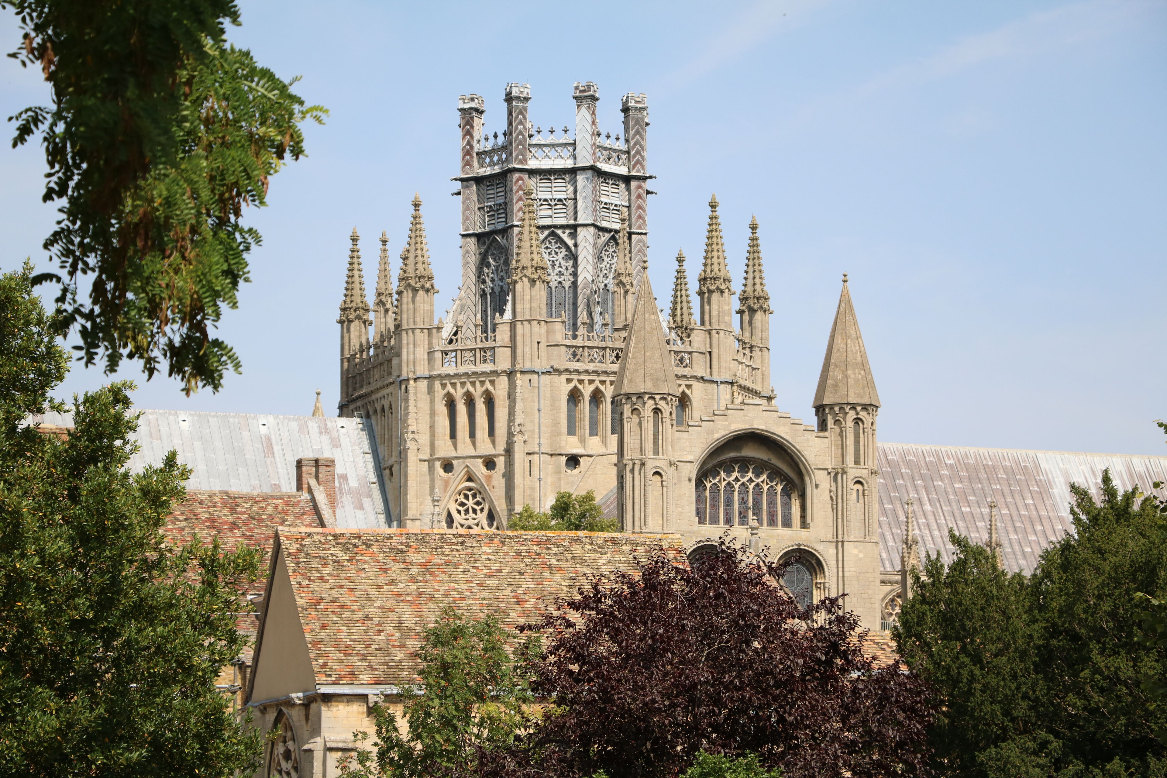 A Gothic-style cathedral with intricate spires and a large rose window.