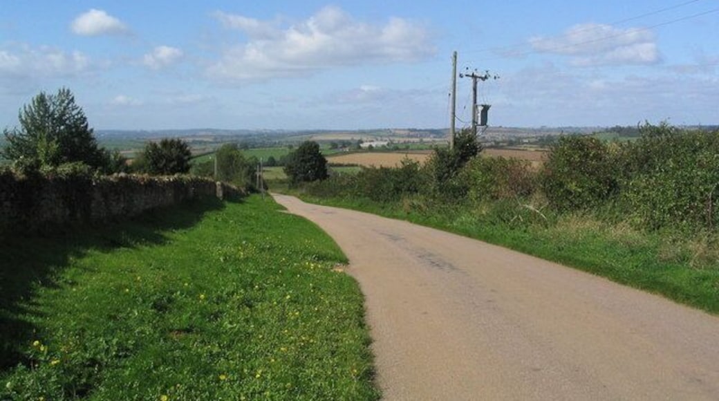 View down Manor Road, Nevill Holt. The road from Nevill Holt runs down towards Medbourne and the Welland Valley