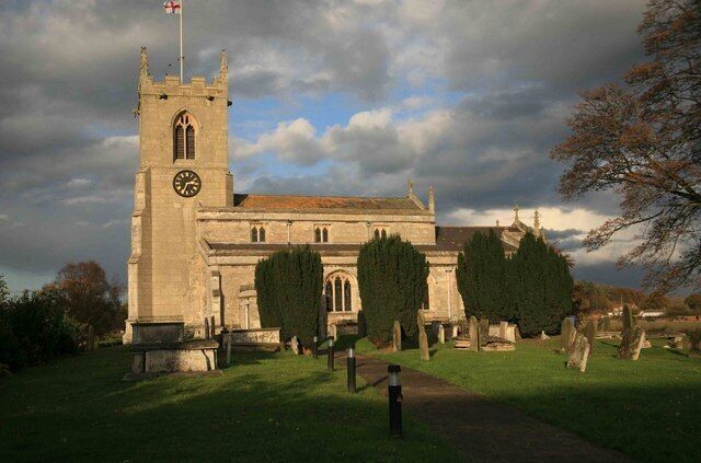 All Saints' parish church, Mattersey, Nottinghamshire, seen from the south in low afternoon sun