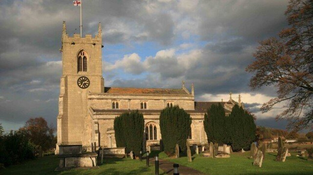 All Saints' parish church, Mattersey, Nottinghamshire, seen from the south in low afternoon sun