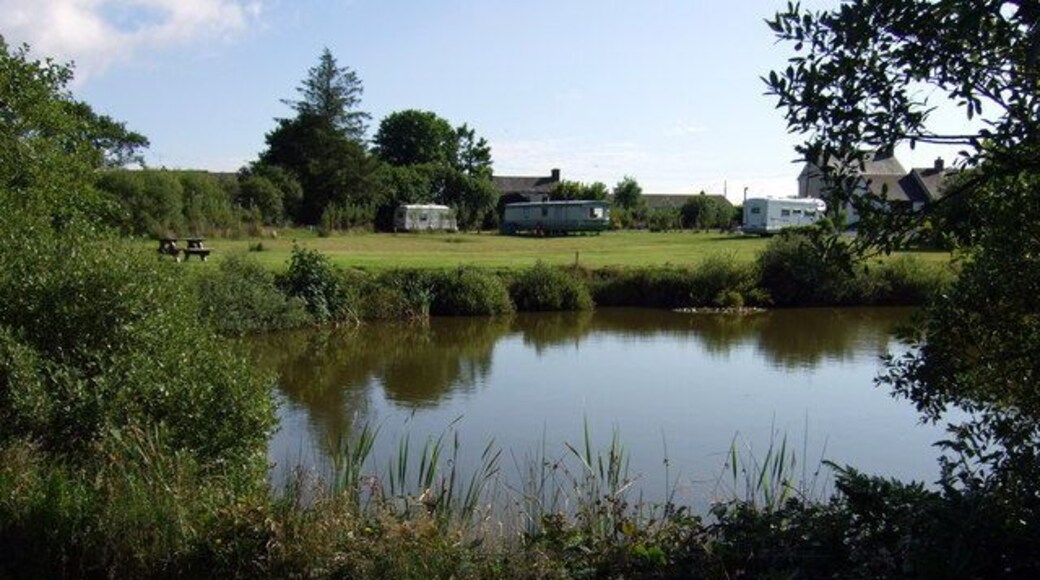 Rosebush campsite and lake The lake, or fishpond, was part of the 'pleasure gardens' with trees and walks, created in the late 1870s in an attempt to attract tourists to use the newly-constructed railway for sightseeing trips to this out-of-the-way corner of Wales. The spot makes an attractive location for a camping area now.