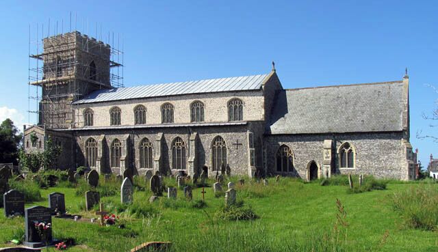 St Catherine's parish church, Ludham, Norfolk, seen from south-southeast