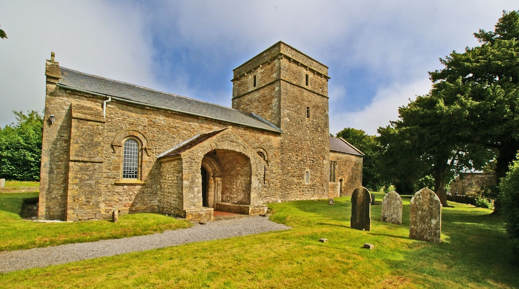 Parish church of the Blessรฉd Virgin Mary, Christon, Somerset, seen from the south