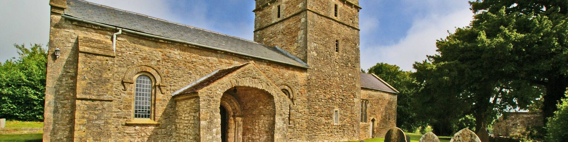 Parish church of the Blesséd Virgin Mary, Christon, Somerset, seen from the south