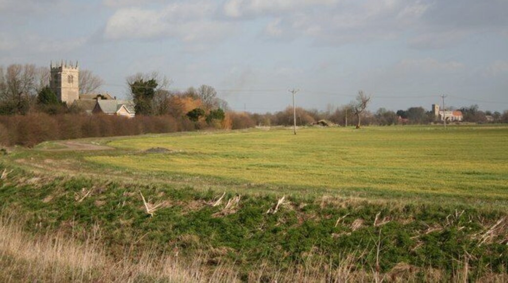 Two Churches St.Swithun's at Long Bennington and All Saints at Westborough from Church Lane