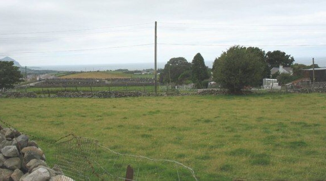 View over farmland at Llwyndu Mawr towards Caernarfon Bay