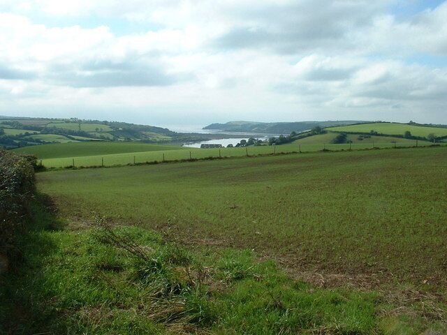 Farmland near Clomendy Looking down on the Afon Tywi.