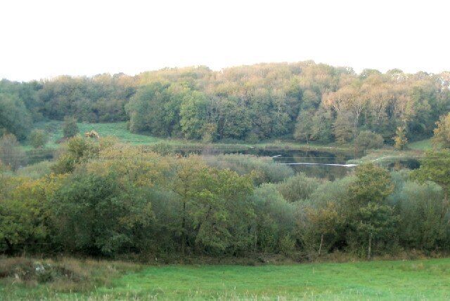 Garnffrwd Lake. The walkways and lifebelts on the lake are probably something to do with the trout fishery.