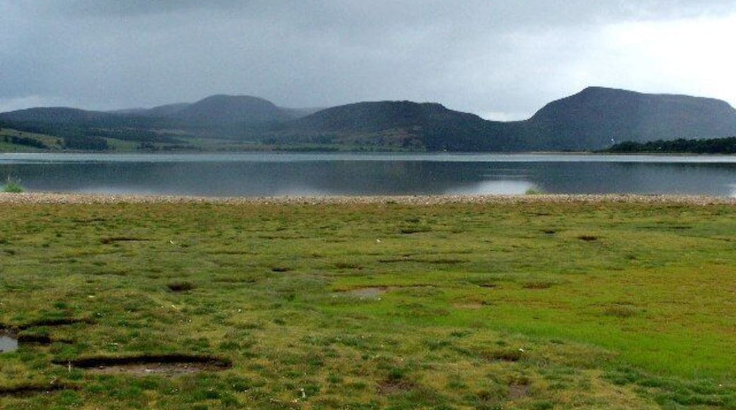Loch Fleet from the east bank. Looking west across Loch Fleet towards Cnoc Odhar and Creag an Amalaidh