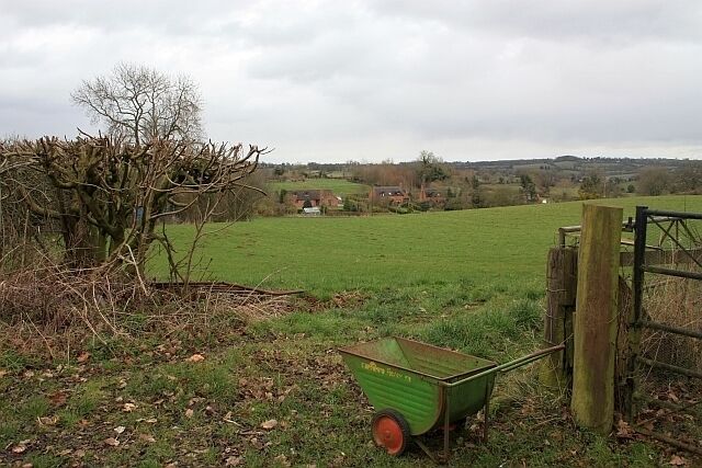 Three Elms from Hundred Bank Looking down over the fields from near Eddy Croft.