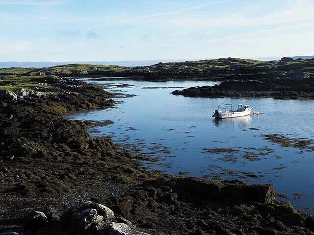 Eilean Chairminis Tidal channel and offshore island off the south coast of the Isle of Harris.