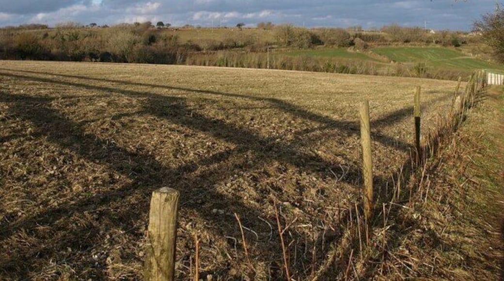 Field near Roselath With footpath 406/2/1 running along the right-hand edge, as it crosses a low ridge to a small valley and then into Lanlivery.