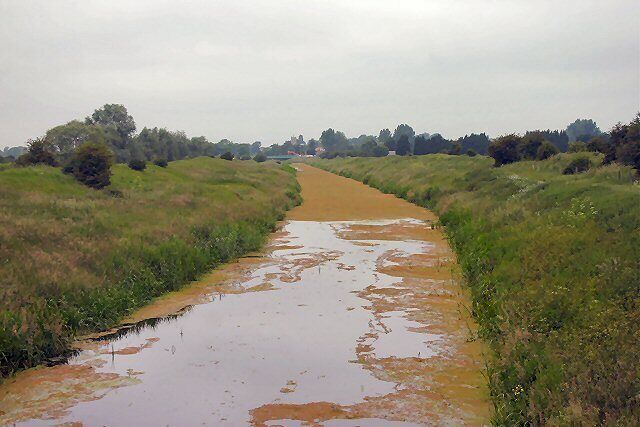 Cut-Off Channel Viewed from Smeeth Drove bridge, this artificial drainage ditch is almost stagnant, as can be seen from the amount of weed.