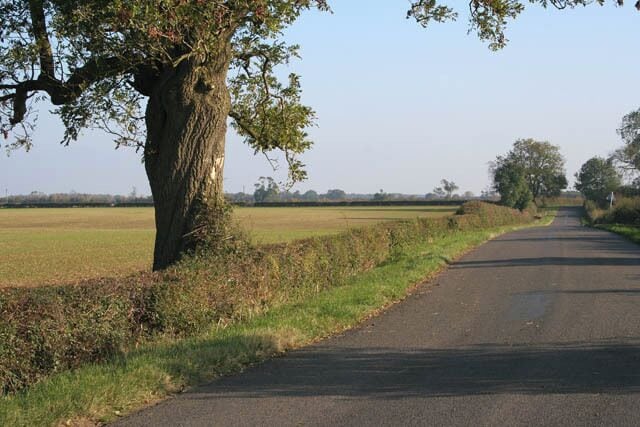 Croxton Road Between Croxton and Saltby. This shows the high plateau around Salty be that meant it was the ideal home for a World War II airfield. See SK8636