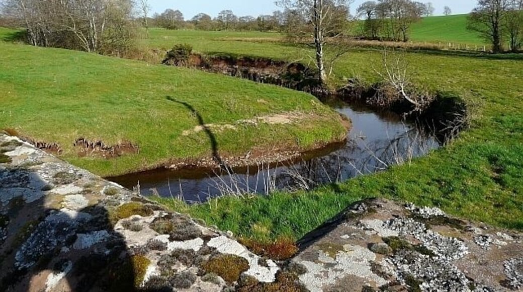 Hether Burn, near to Kirklinton, Cumbria, Great Britain. View upstream from Burnside Bridge.