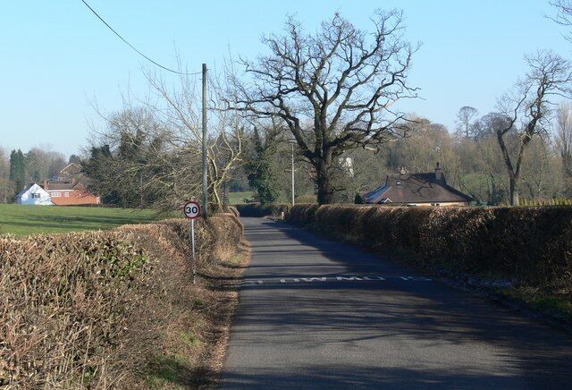 Travelling east along Kirkby Lane On the western edge of the Leicestershire village of Peckleton.