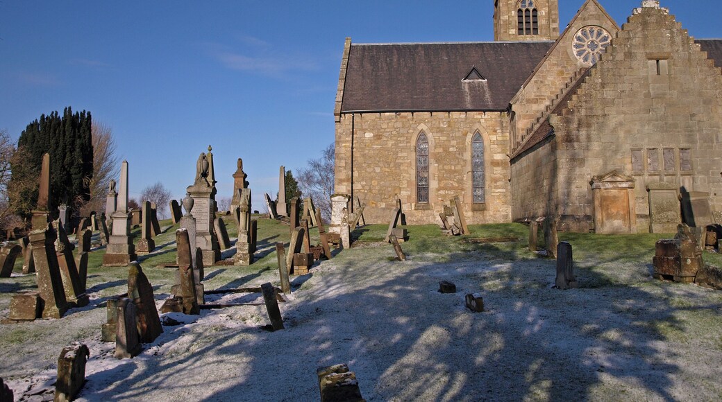 St. Maurs-Glencairn Parish Church, Kirktoun Showing Glencairn Aisle built on to the church which holds a sculptured mural dating from 1600.