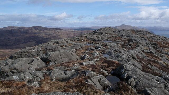 Summit ridge of Beinn na Seilg Ben Hiant can be seen beyond the end of the ridge.