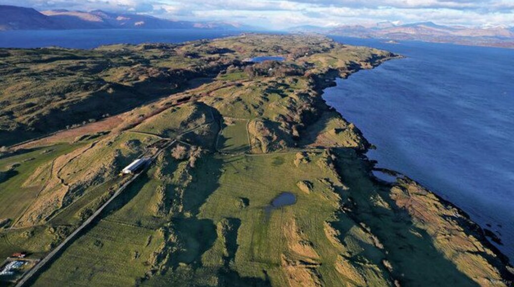 Lismore Island An aerial view of about two thirds of Lismore Island co-ordinated on Kilcheran Loch in the top half of the image.