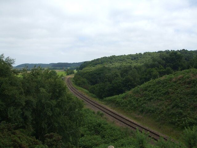 The North Norfolk railway The line penetrating the sand hillsides on its way to Holt.