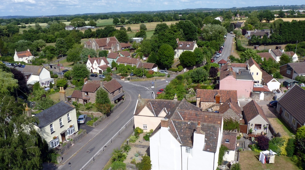 Photo of the High Street, looking West. Taken from the top of the Church St James the Less (Iron Acton, South Gloucestershire, England)