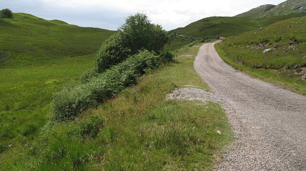 Kingairloch road B8043, a single track road which runs between the hills and sea towards Kingairloch.