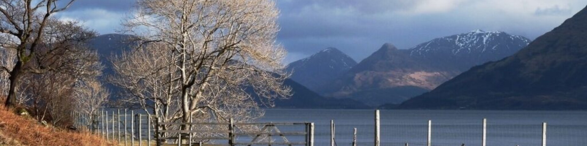 The old road at Inversanda Bay Pap of Glencoe across Loch Linnhe