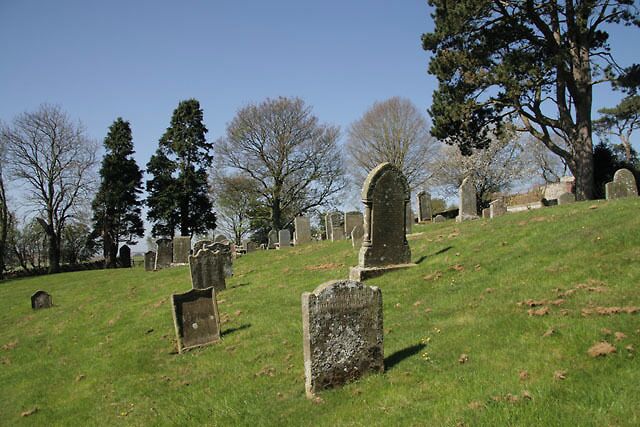Hume Cemetery A church, dedicated to St Nicholas by Robert, bishop of St Andrews, in 1147, was built on this site before 1127. The last recorded use of the church was in 1640 and it is believed to have been destroyed by Cromwell in 1673. There are some good old symbolic stones in the cemetery together with some more modern gravestones. A grid line runs through the cemetery and this is viewed at the edge of the square. (Source: information board on site).