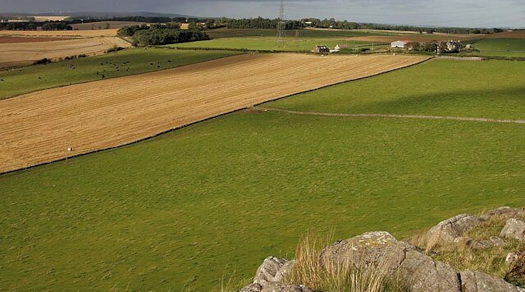 Farmland at Hume Viewed from Hume Craigs with Caldside to the right.