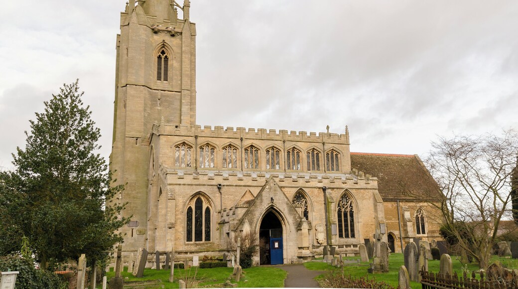There was a church at Billingborough in the 11th century, as noted in the Domesday book. The present church dates from the early 14th century onwards and was restored in the 19th century. It consists of a north west tower with spire, nave with north and south aisles, south porch, and chancel with a small organ chamber. The tower is of four stages, 150 foot high. The top of the tower is battlemented with a recessed octagonal spire with three tiers of lucarnes. Five bells were installed in 1717, and they were rehung in 1846. The nave has an embattled parapet and closely spaced three light clerestory windows from the 15th century. The porch dates from around 1312 and the door has 14th century ironwork. The nave arcades are 14th century and are of three bays to the north, and 4 to the south. The south aisle has a piscina at the east end. There is a 15th century octagonal font on a pedestal. The nave was reroofed in 1870 at a cost of £780, and various improvements were made in 1887. In 1891 the 14th century chancel was rebuilt and a year later the east window was installed to the late Duke of Clarence. A reredos was added in 1894. The west window dates from 1912, and in 1929 the organ was restored at a cost of £200. Small amounts of mediaeval glass are retained in the tracery of several windows, the south west window is by John Hayward from 1980. The organ is originally by Brown and Son of London. The west end of the church is often used as a coffee area.