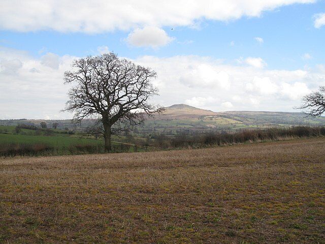 Stubble field Uncultivated at the start of April, with Clee Hill in the background.