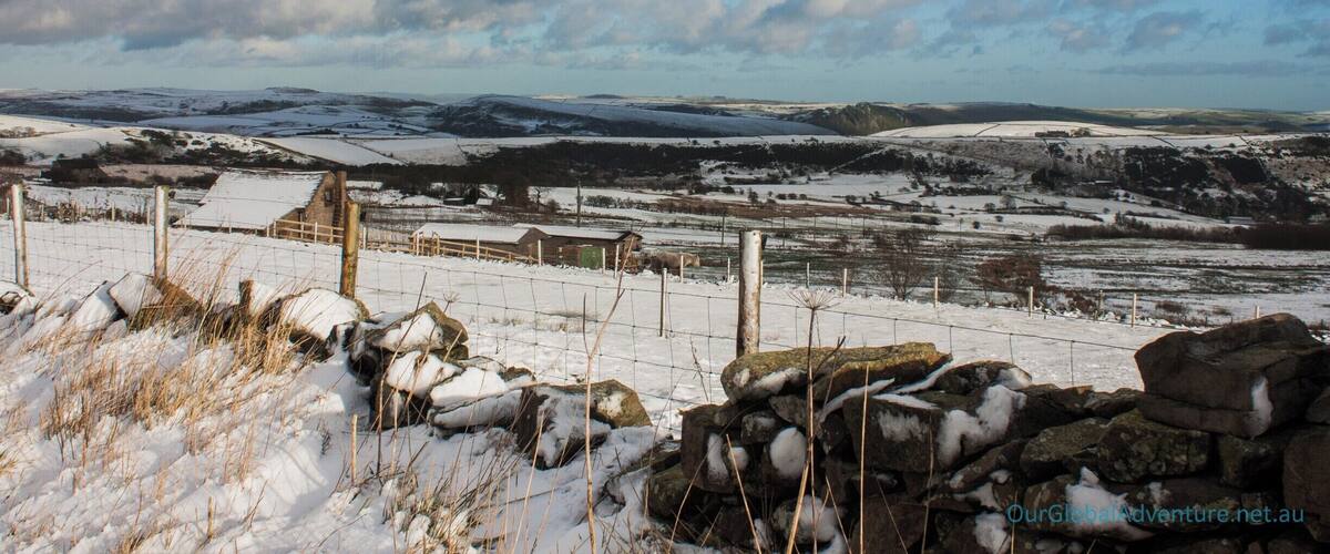 Snow in the Peak District today. This is just off the road between Leek and Buxton.