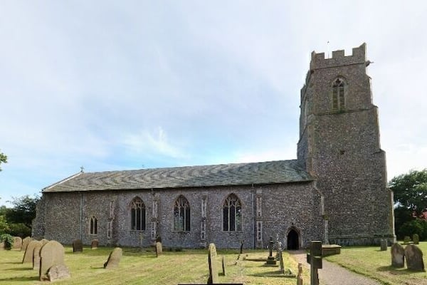 St Mary's Church, Hemsby A semi-panoramic view of St Mary's Church at Hemsby.