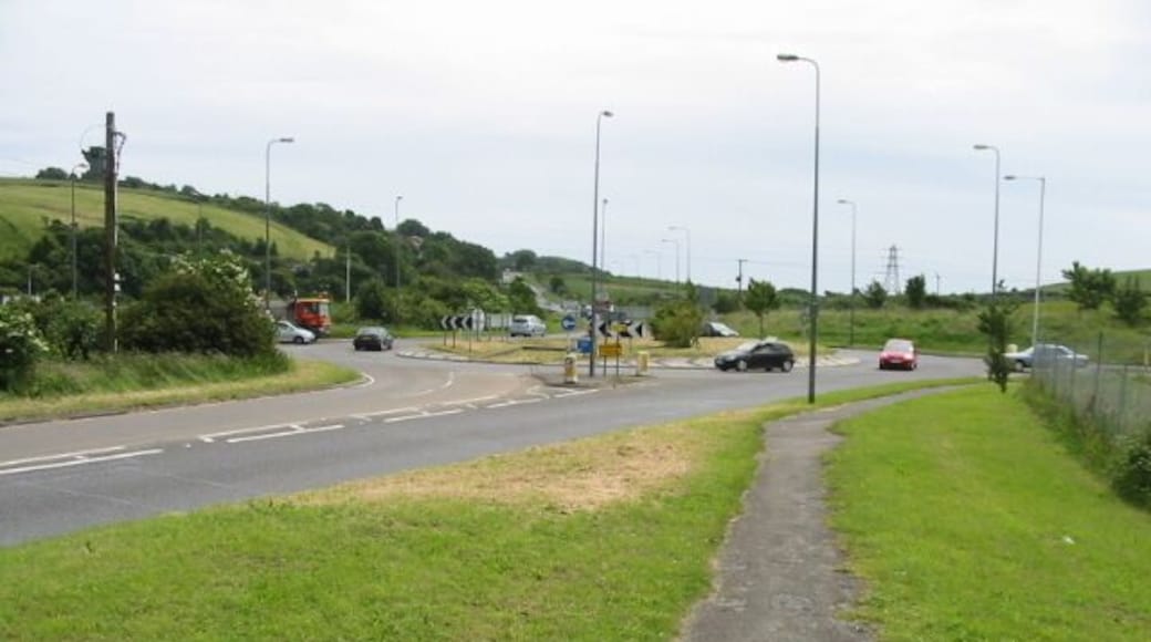 Roundabout at the bottom of White Hill