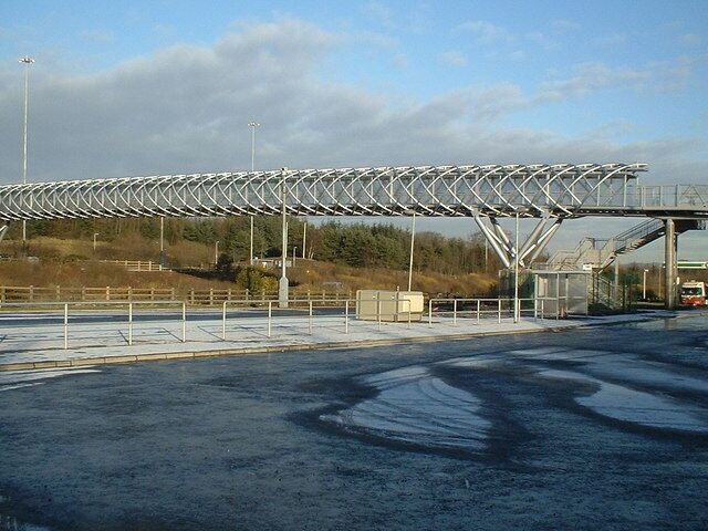 New footbridge at Harthill Services. Lifted into place in October 2008 by Britain's largest crane.