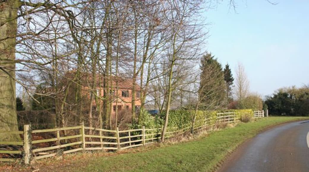 Cannester House, Hungerton, Lincolnshire. On the corner of the road to Great Ponton, this is the only building in this square, just outside the tiny village of Hungerton.