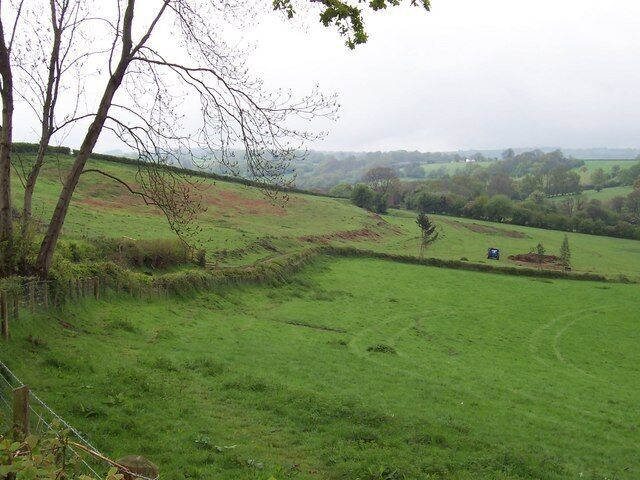 Offa's Dyke Path in Full Brook Valley. The National Trail follows a pleasant green lane between Caggle Street and Llangattock Lingoed, just before it passes Little Pool Hall
