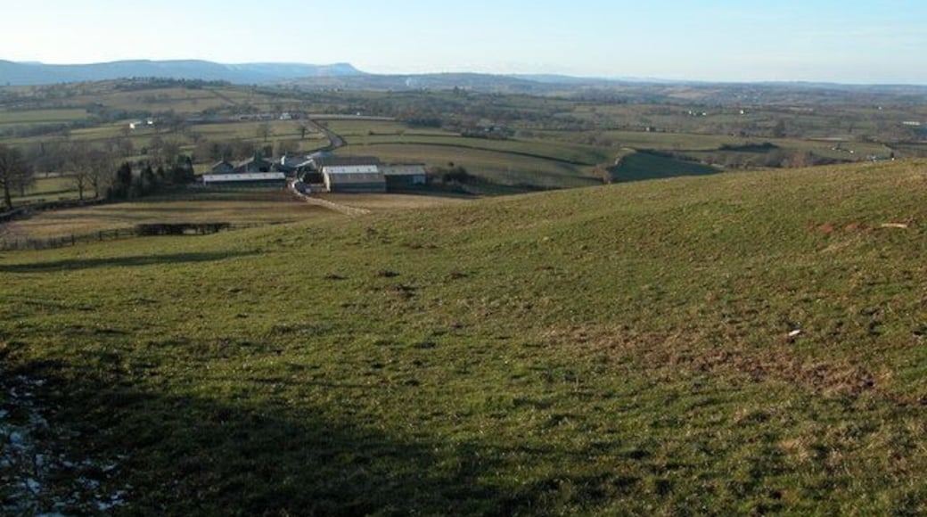Grosmont Wood Farm, Grosmont. Grosmont Wood Farm is situated on the road from Pandy to Cross Ash. The road follows high ground and offers wonderful views, here looking north into Herefordshire and England. On this day the air was very clear giving a good view of the Black Mountains to the left and the hills of northern Herefordshire in the centre and to the right of this image.
