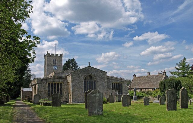 St. Andrew Church, Grinton Viewed from the entrance path through the graveyard.