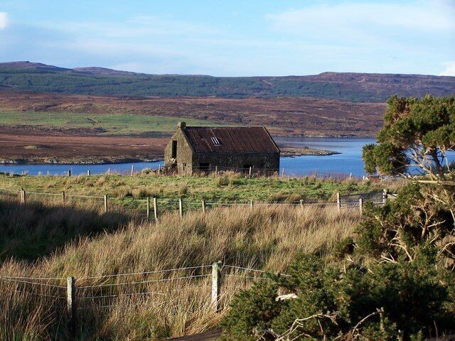 Old barn in Edinbane The water beyond is Loch Greshornish.