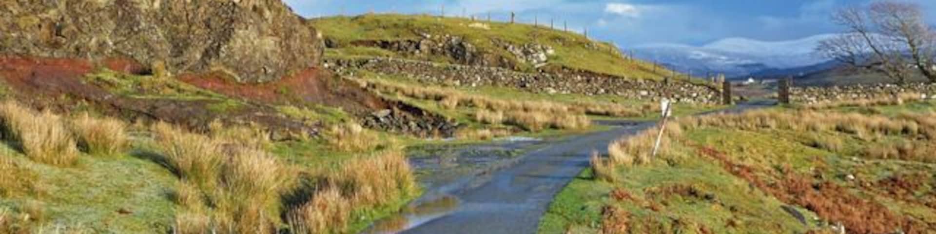 The road to Greshornish. Approaching the gateway though the drystane wall 658613 that marks the entry to the old Greshornish estate.