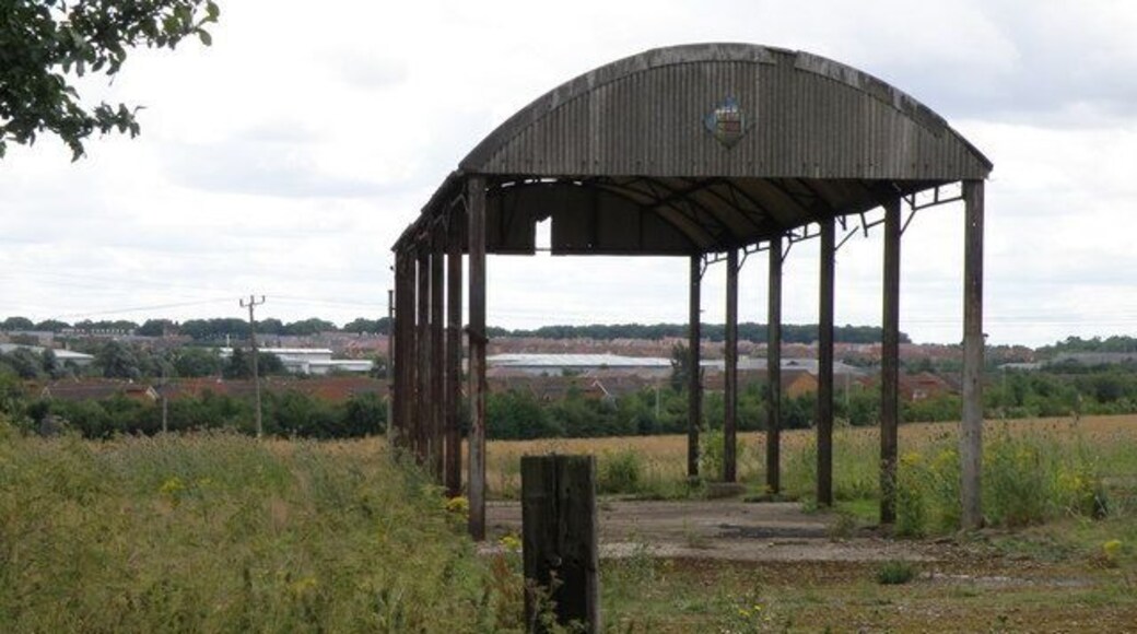Dutch Barn very near Huntingdon This will not be a feature of the landscape for much longer as the block of land between Ermine Street and the A14 is destined for development. The Archeologists investigated the area a couple of years ago and unless something special was found below the surface, development will take place as soon as conditions are right and at the current time that may be a long time coming.