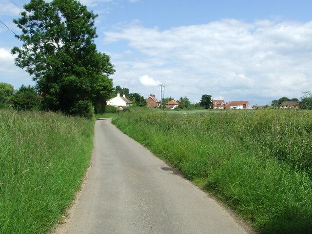 Great Dunham Road entering Great Dunham Norfolk.